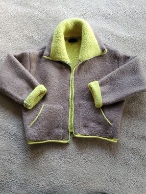 Zara Two-Tone Sherpa Jacket - Brown & Yellow